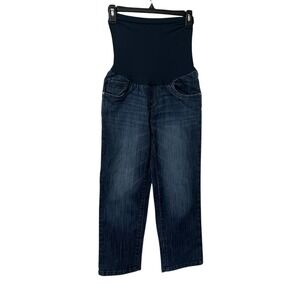 Oh Baby by Motherhood Womens Medium Dark Wash Secret Fit Belly Crop Jeans Capri